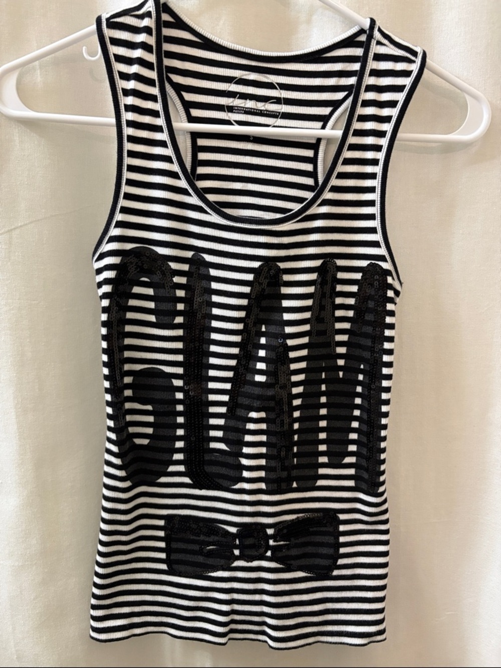 INC International Concepts Black & White Striped Top